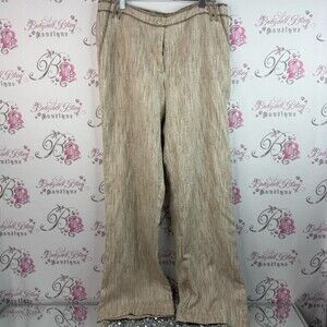 Bellissima fashions pants wide leg flare style Beige Linen-Blend Boot Cut Pants